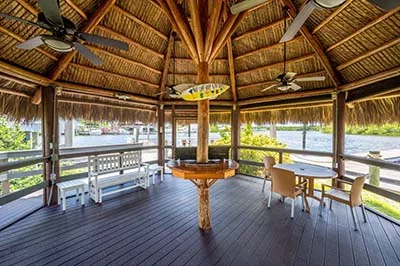 Chickee hut at Everglades Isle Motorcoach Resort and Marina.