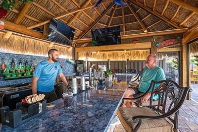 Enjoying a drink at the Marlin Bat at Everglades Isle.